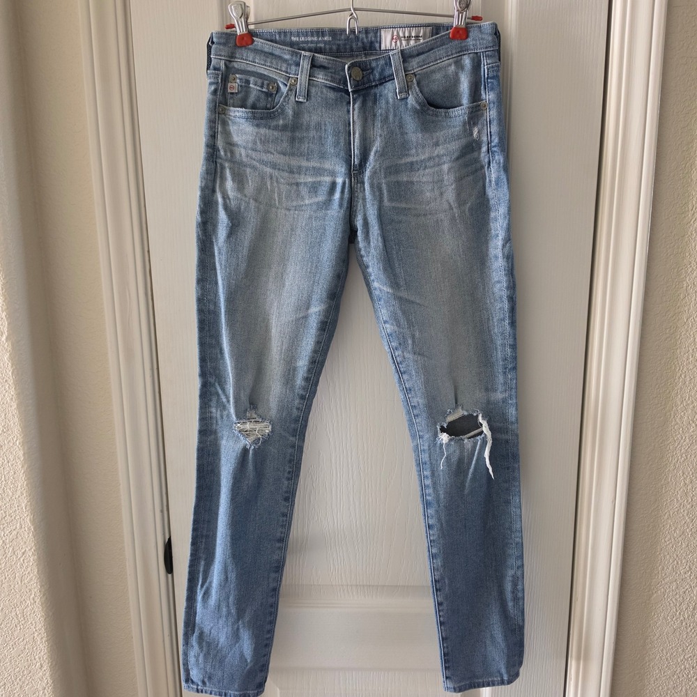 AG Adriano Goldschmied The Legging Ankle Super Skinny Distressed Jeans 27R Light